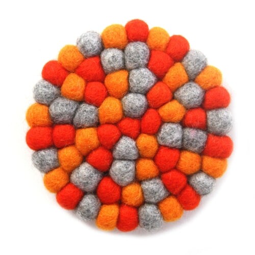 Cotton Felt Ball Trivet Round 8 inches Heat Resistant Table Mat