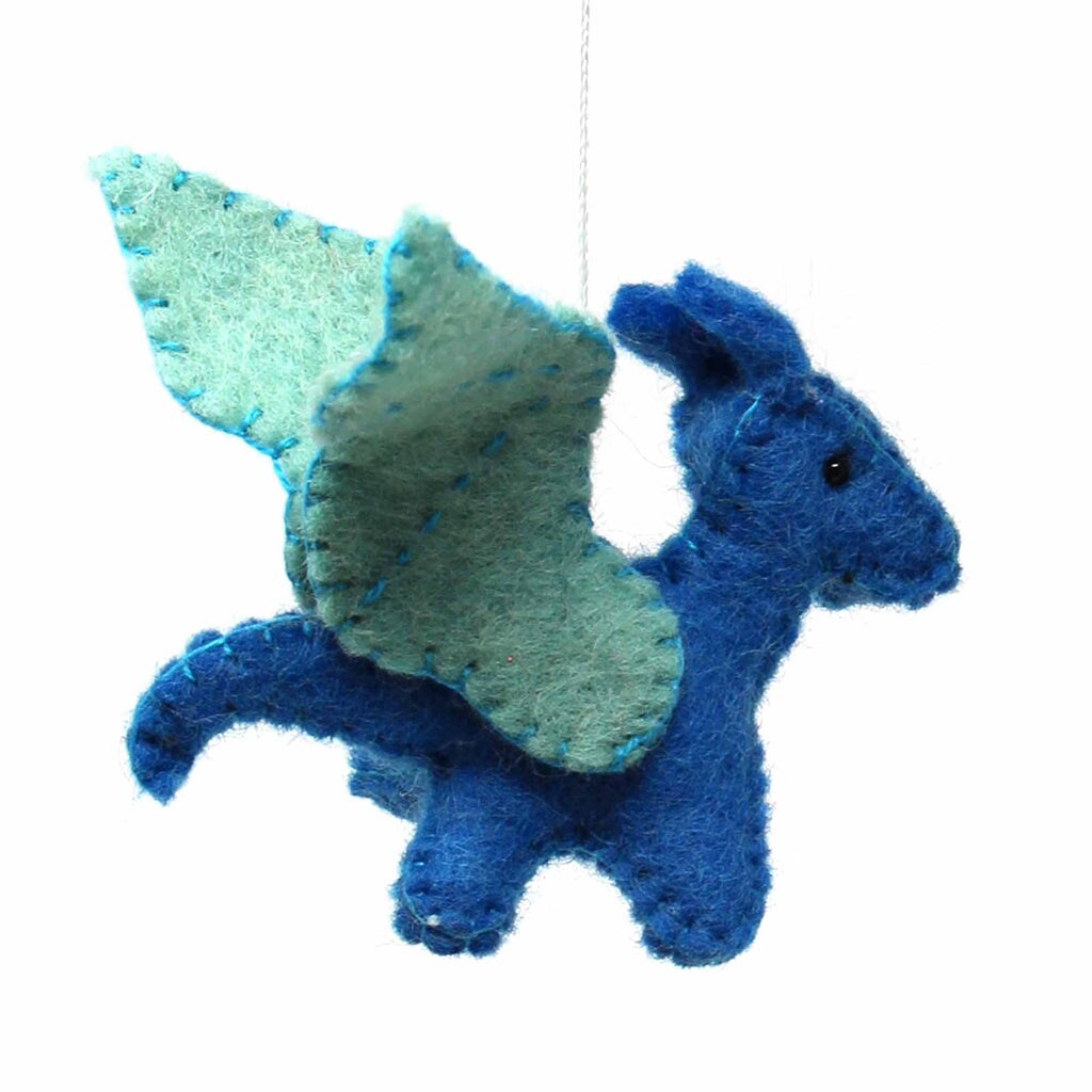 20 Inch Multi-Color Felt Hanging Mobile with Dragons and Clouds Nursery or Kids Room Decor