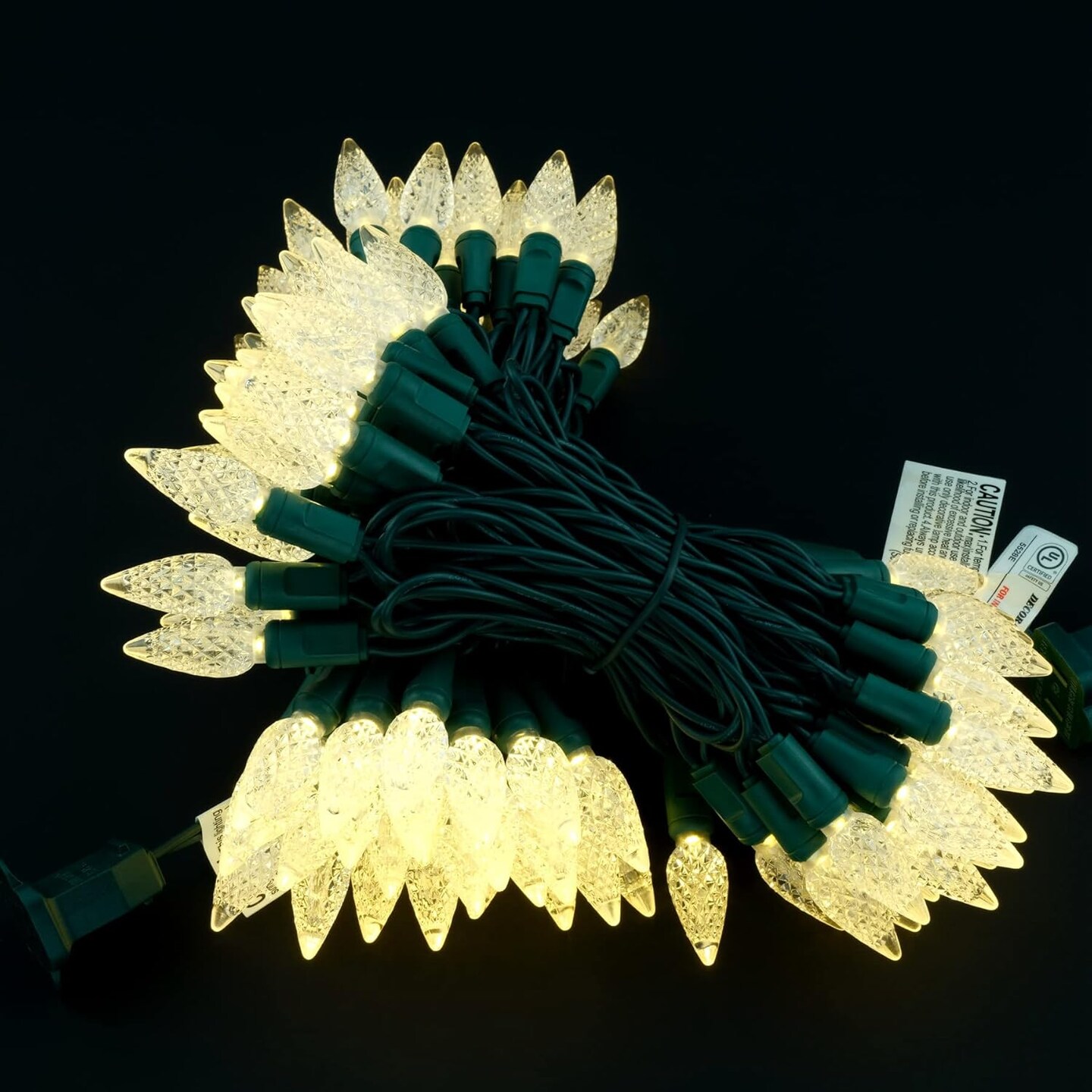 Warm White C6 Strawberry LED Christmas Lights, 33 ft 100 Count 4&#x22; Spacing One-Piece High Waterproof UL Certified String Light