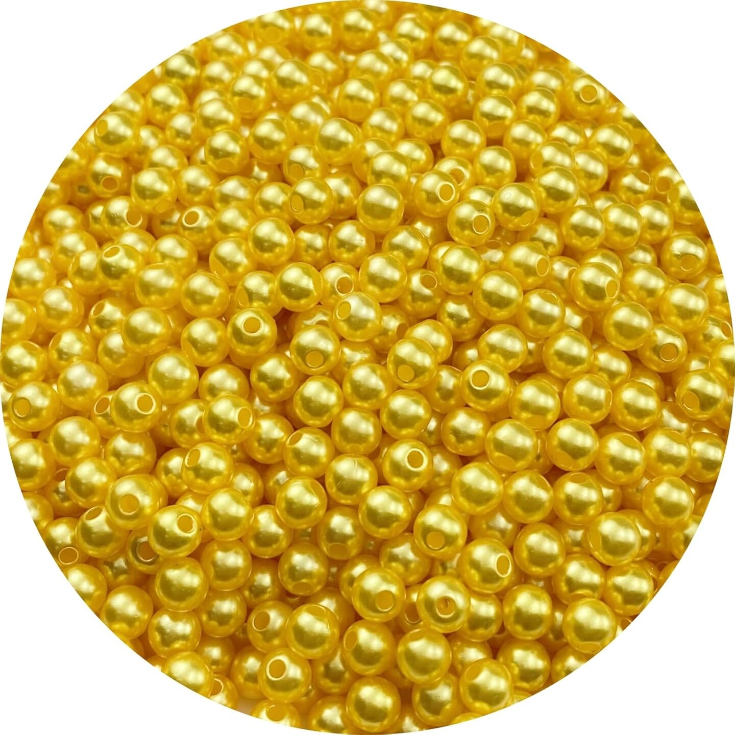 1000pcs Pearl Beads for Crafts 6mm Resin Pearl for Jewelry Making Round Bulk Pearls Beads with Hole for Necklaces Bracelets Earrings Making Jewelry Decoration(Gold Yellow)