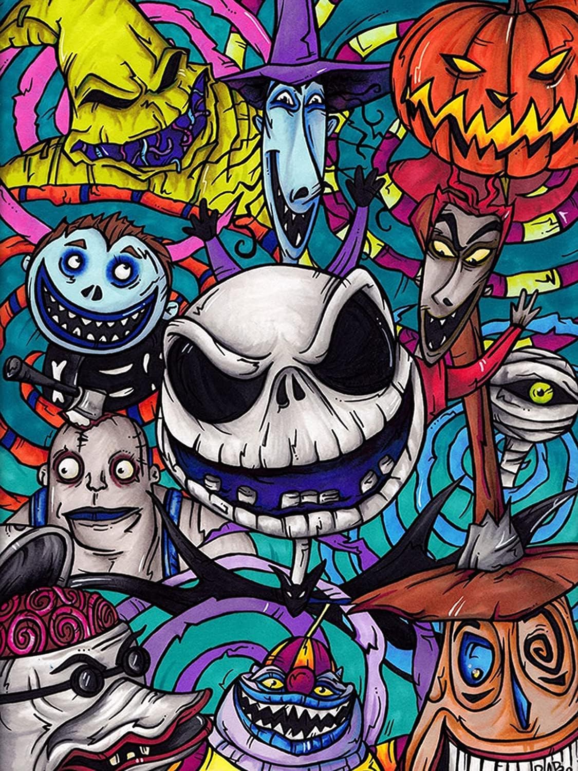 Nightmare Before Christmas Cross Stitch - Jack Needlepoint Counted Cross Stitch Kits for Beginners Adults Patterns Dimensions Embroidery Kits Arts and Crafts (11CT)