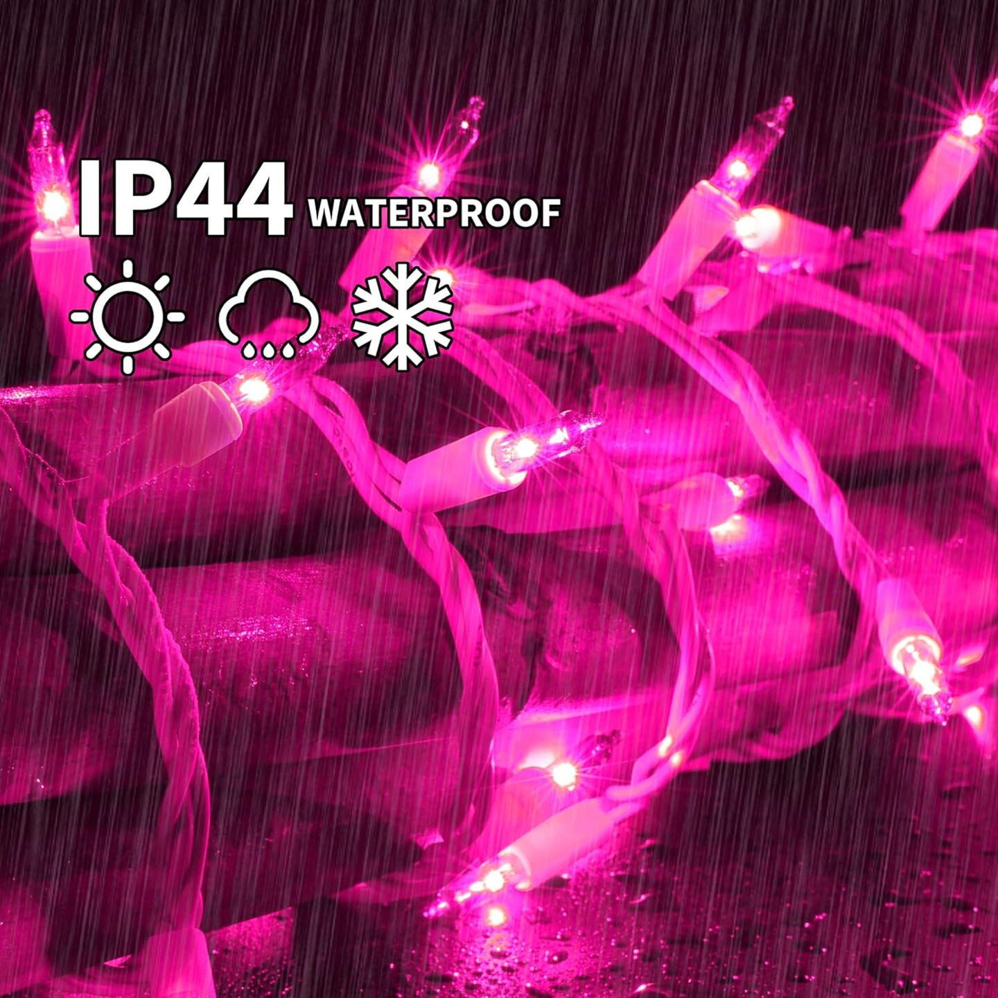 Pink Christmas Lights Set 100 Count 19.6 Feet Incandescent Bulb Mini String Lights for Indoor Christmas Tree Garland Birthday Wedding Party Festival Decoration, White Wire