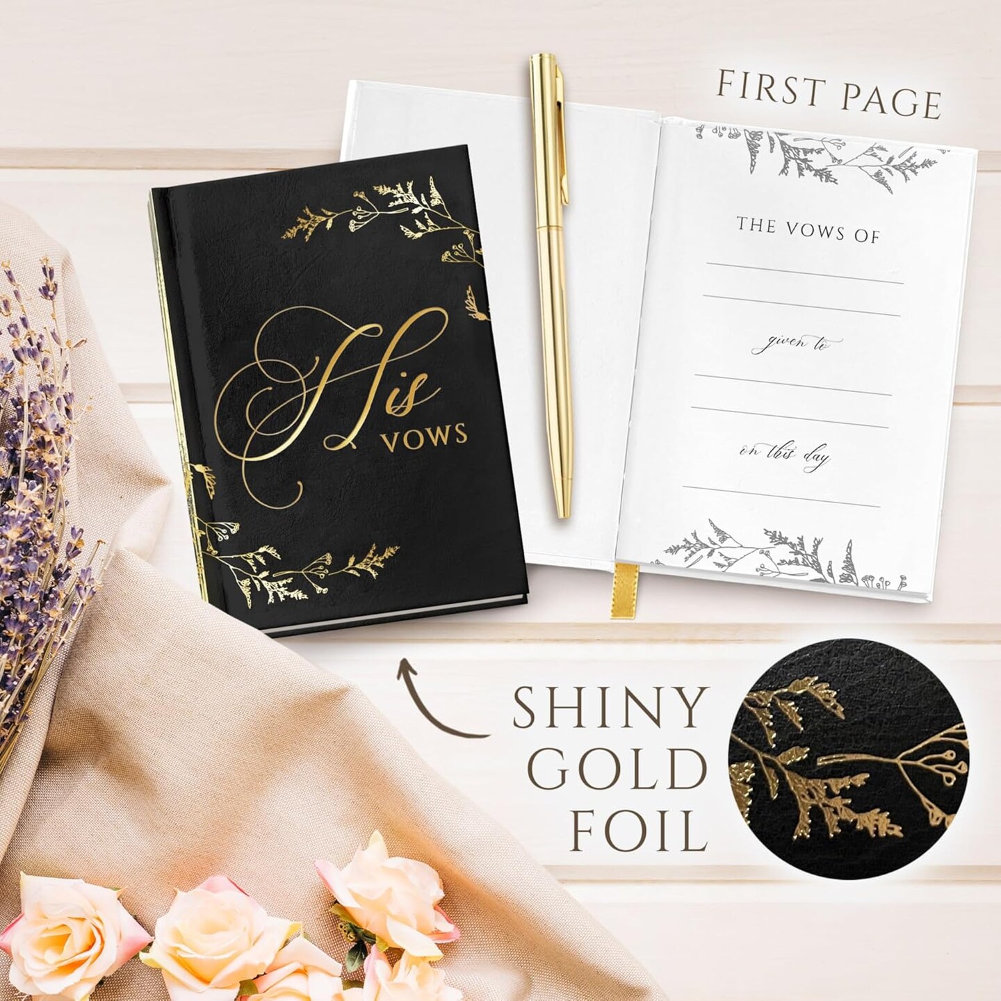 Vow Books, 2 pc Vow Books His and Hers, Vows Book, Wedding Vow Book, Gold Stamped Vow Books for Wedding, Vow Book, Wedding Vow Books, Black and White His and Her Vows Book, Wedding Vows Book