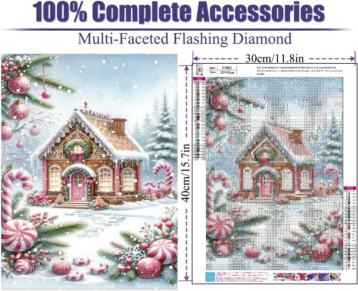 Christmas Diamond Art Kits for Adults - Christmas Snowscape House Landscape Diamond Painting Kits Full Drill Crystal Rhinestone Gem Art Craft Kits for Home Wall Decor 12X16Inch