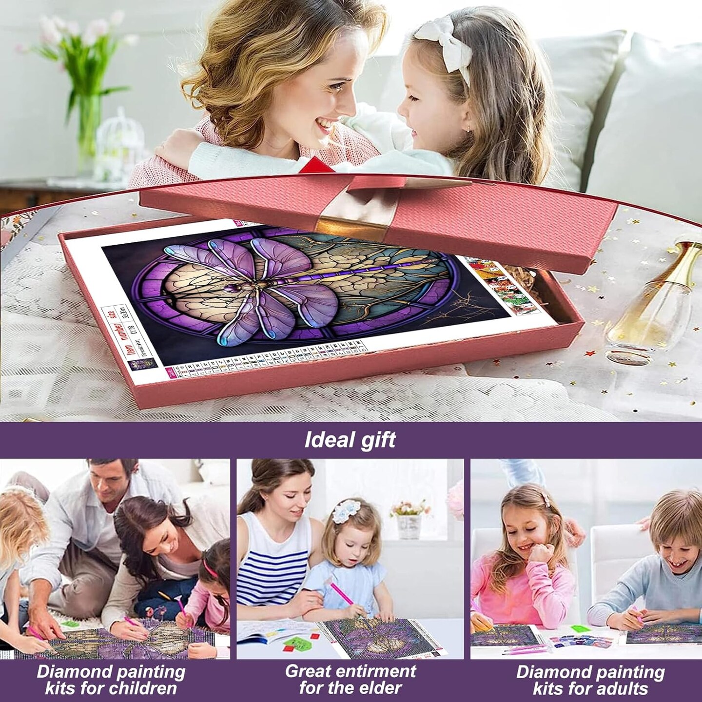 Diamond Painting Kits for Adults, 5D DIY Diamond Art Kits for Beginners Round Full Drill Diamond Painting for Home Wall Decoration Gift