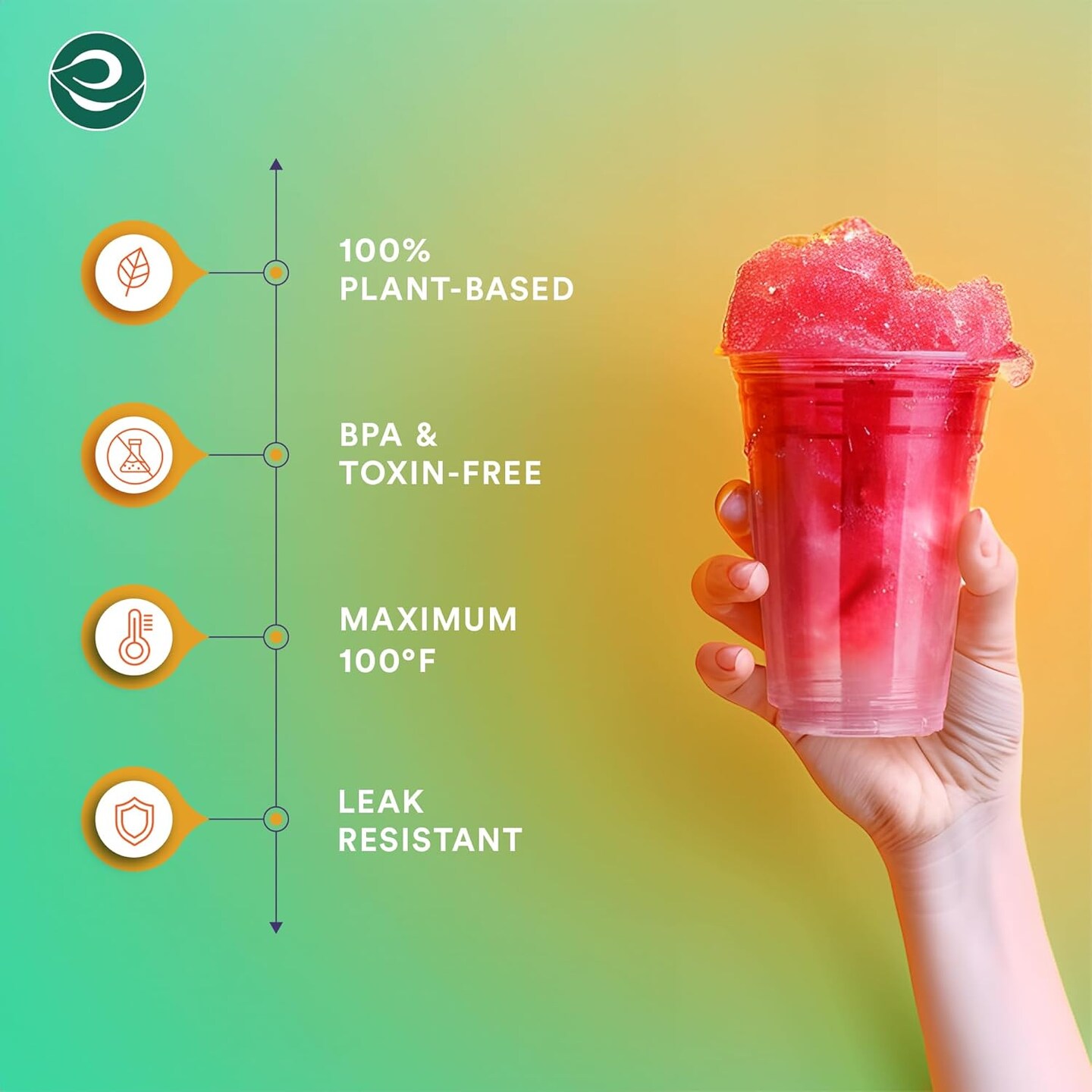 Clear Compostable Party Cups | (100 Count, 12 oz) | Disposable | Biodegradable | Plant Based Eco-friendly Alternative to Paper &#x26; Plastic Cups | For Weddings &#x26; Gatherings
