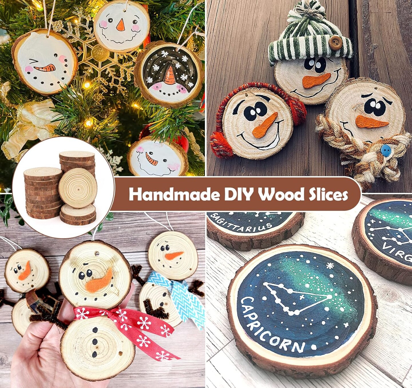 Natural Wood Slices 50 Pcs 2.4-2.8 Inches