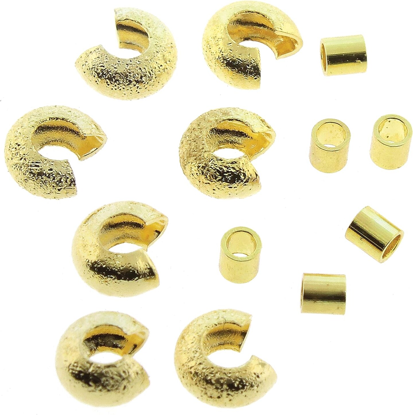 The Beadsmith Basic Elements Crimp Tubes &#x26; Stardust Crimp Covers Designed to Secure The Ends of Jewelry Stringing Cables &#x26; Wires, Gold Color