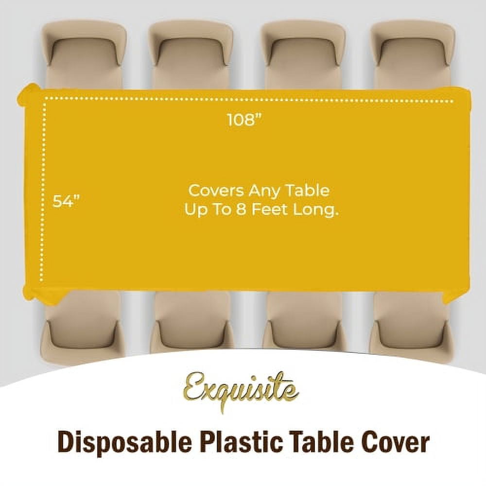 Exquisite 12-Pack Premium Plastic Tablecloth 54in. x 108in. Rectangle Plastic Table Cover