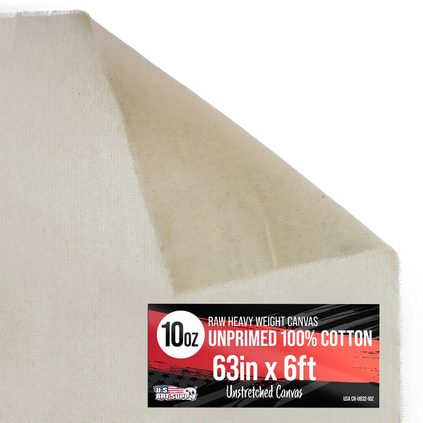 U.S. Art Supply 10-Ounce Unprimed 63&#x22; Wide x 2 Yards (6 Feet) Long Heavyweight Unstretched Canvas Roll - 100% Cotton - Oil &#x26; Acrylic Painting, Murals