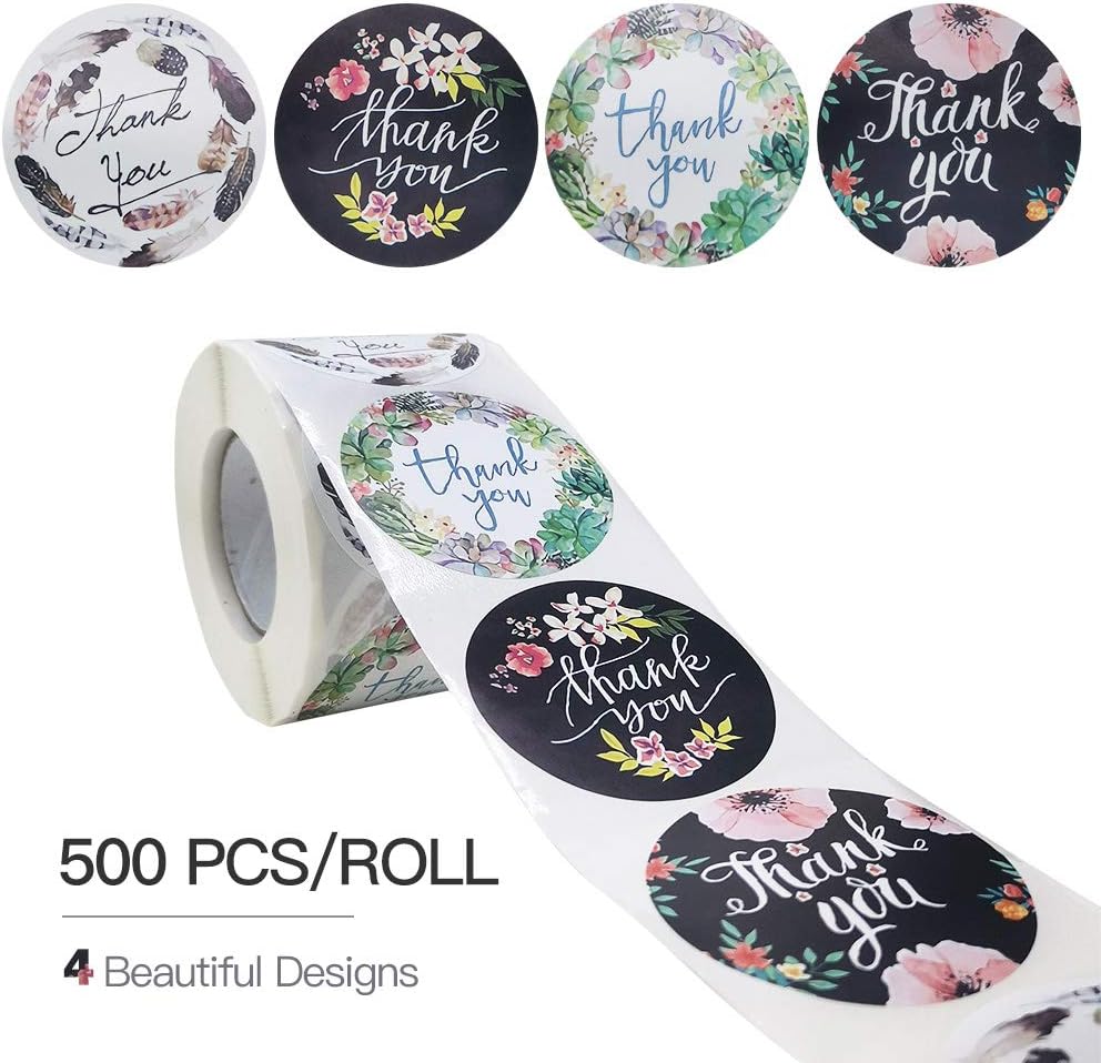 500 Pcs 2 Inch Thank You Stickers, Thank You Stickers Roll, Thank You Labels