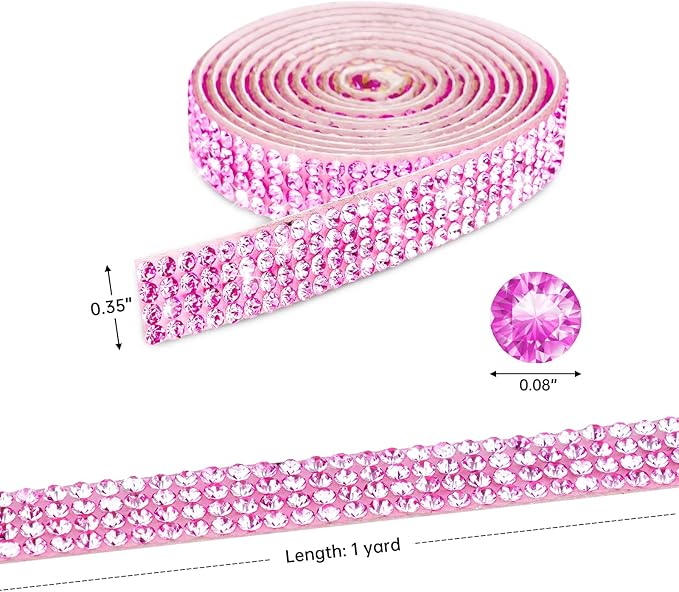 Self-Adhesive Crystal Rhinestone Diamond Ribbon – 12 Rolls, 0.9cm Wide, Total 12 Yards, Multi-Functional DIY Decorative Bling Gemstone Tape for Arts & Crafts, Glitter Shoes, Clothes (Assorted Colors)