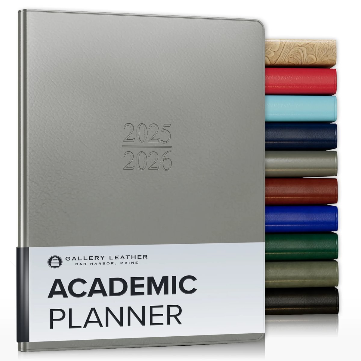 Gallery Leather Academic Planner 2026, Teacher and Student Weekly Monthly Planner, Elegantly Bound Calendar with Gold-Gilded Page Edges, 18 Months - 9 x 7 &#x22;