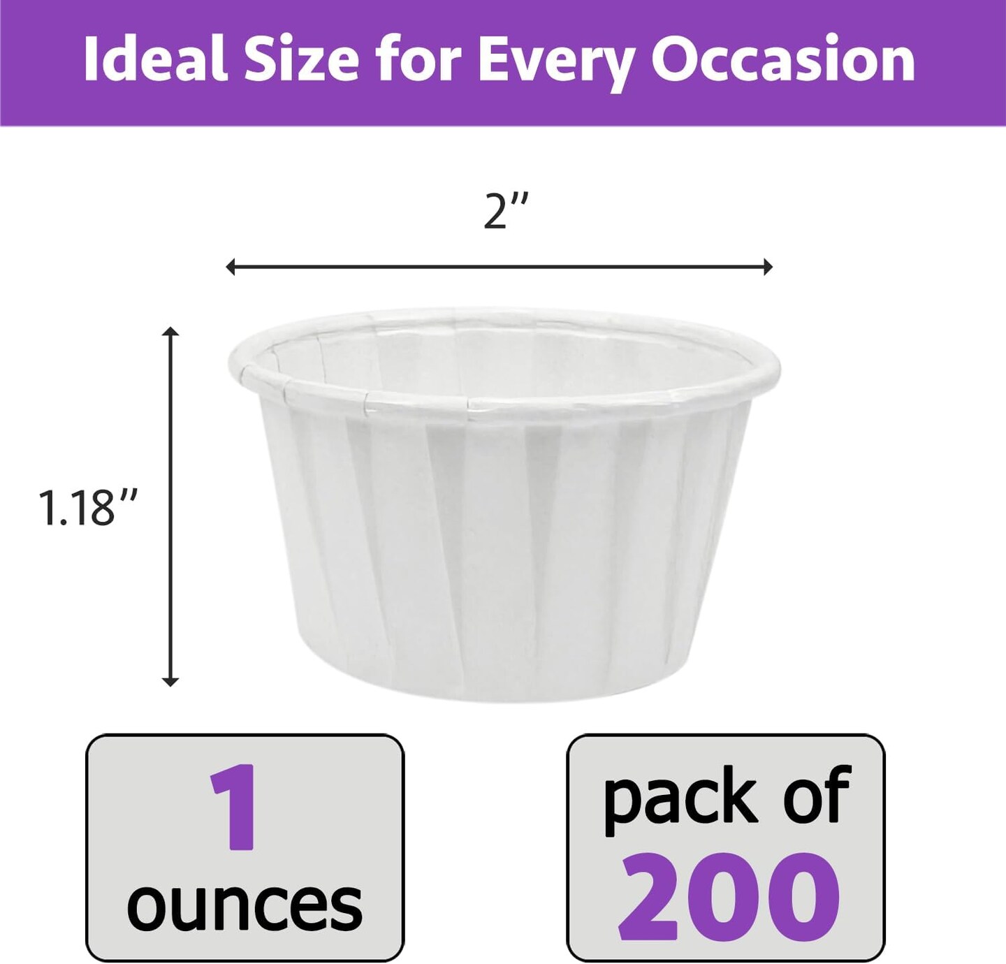 200 pcs Ketchup Cups Small Paper Cups 1 oz, Leak-Proof Food Safe Disposable Condiment Cups Paper Souffle Cups Sample Cups Medicine Cups (Pack of 200)