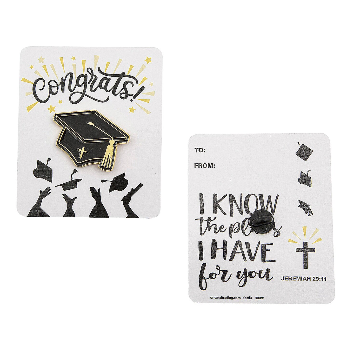 Religious Graduate Mortarboard Enamel Pins 12 Pack