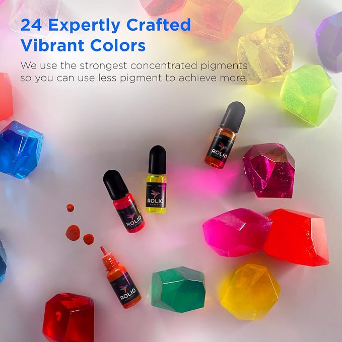 24 Vibrant Colors for Epoxy Resin, Jewelry Making, Acrylic Paint, Art, DIY Crafts Production, Garment Accessories - 0.33 oz/10 ml Each