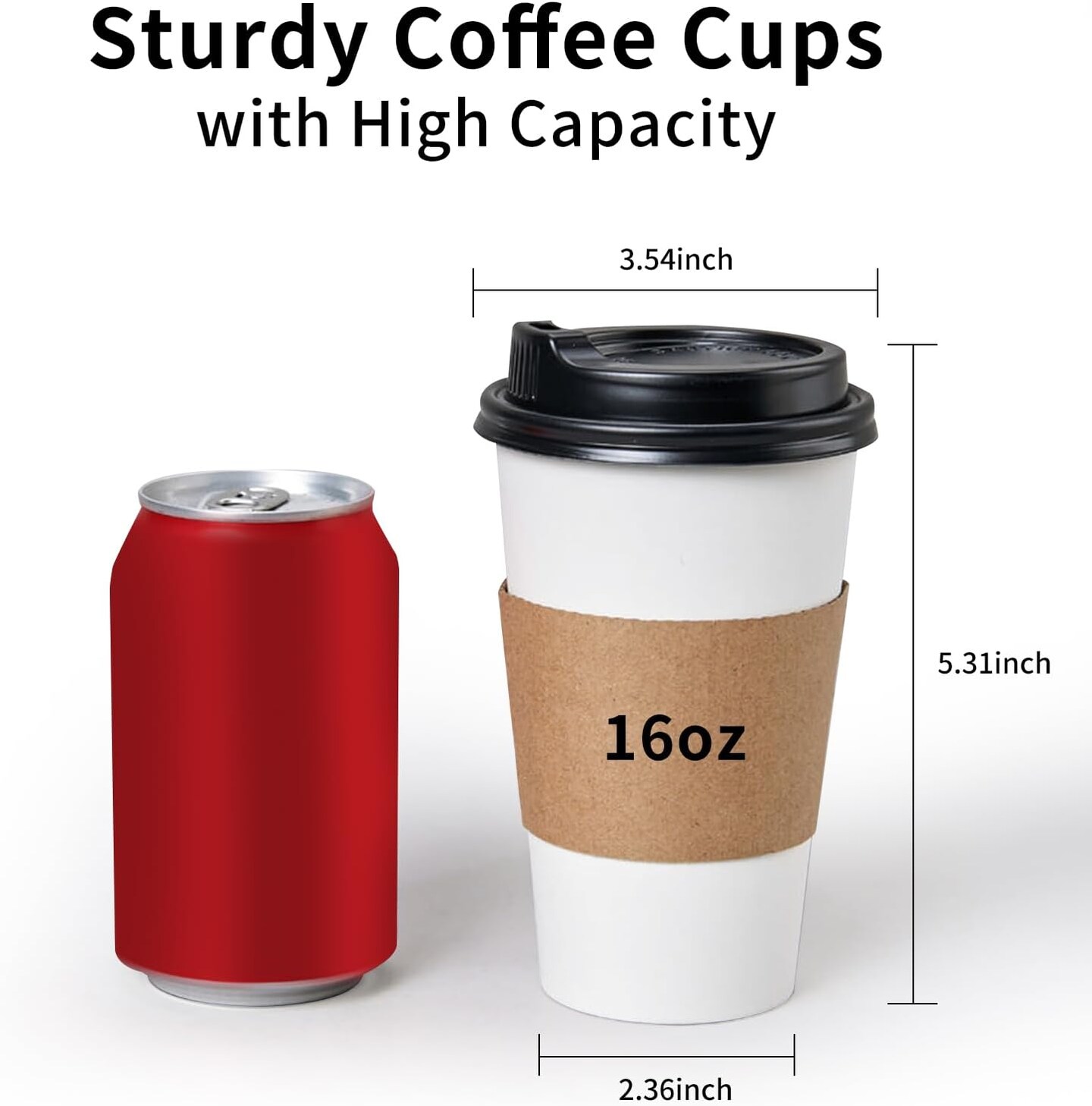Disposable Coffee Cups with Lids 16 oz 50 Pack, Coffee cups with Lids and Sleeves, To Go Coffee Cups, Hot Paper Cups for Hot Beverages in Party, Family, Office, Upgraded