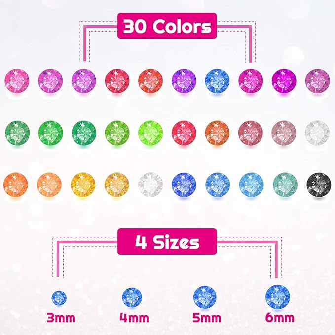 Rhinestone Stickers – Anezus 4950 Pcs Adhesive Stick-on Gems, Self-Adhesive Rhinestones for Crafts, Makeup, and Decorations (30 Colors, 4 Sizes)