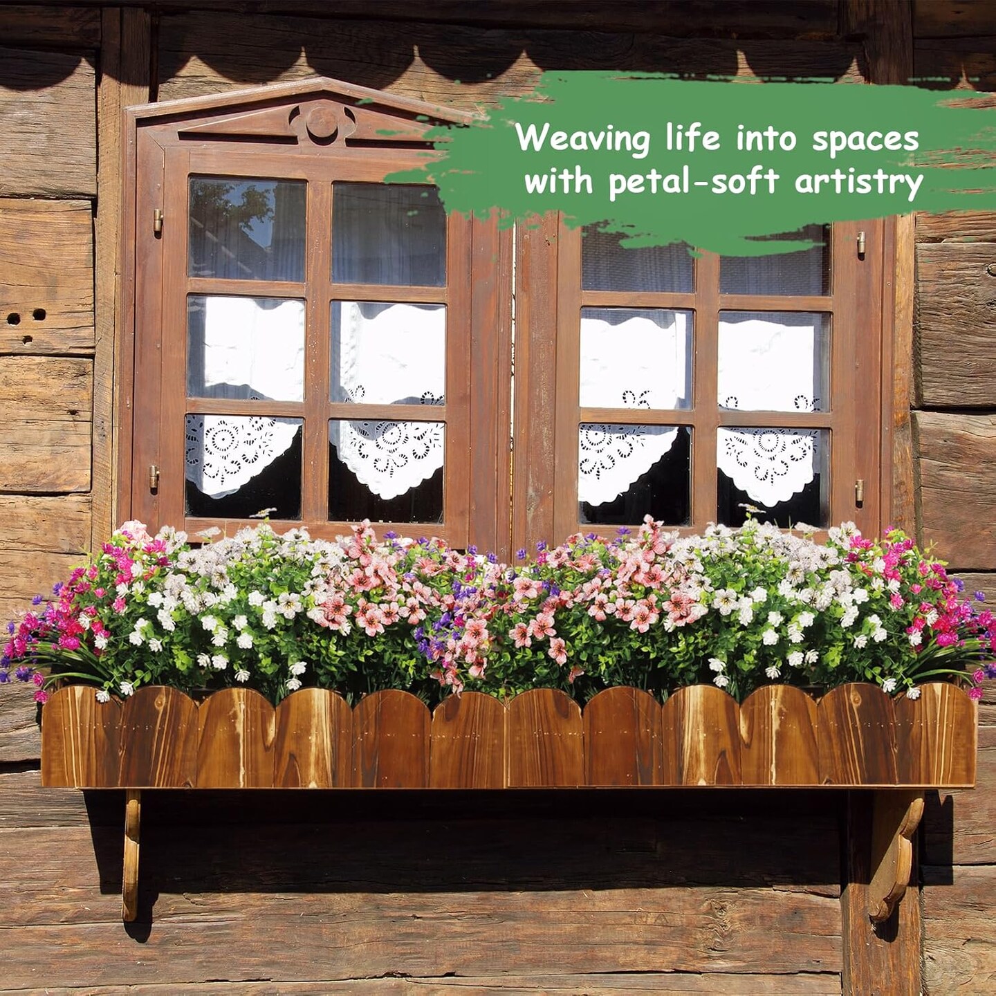 Artificial Flowers for Outdoors UV Resistant, 24 Bundles Fake Outdoor Flowers, Realistic Faux Plants Outdoor