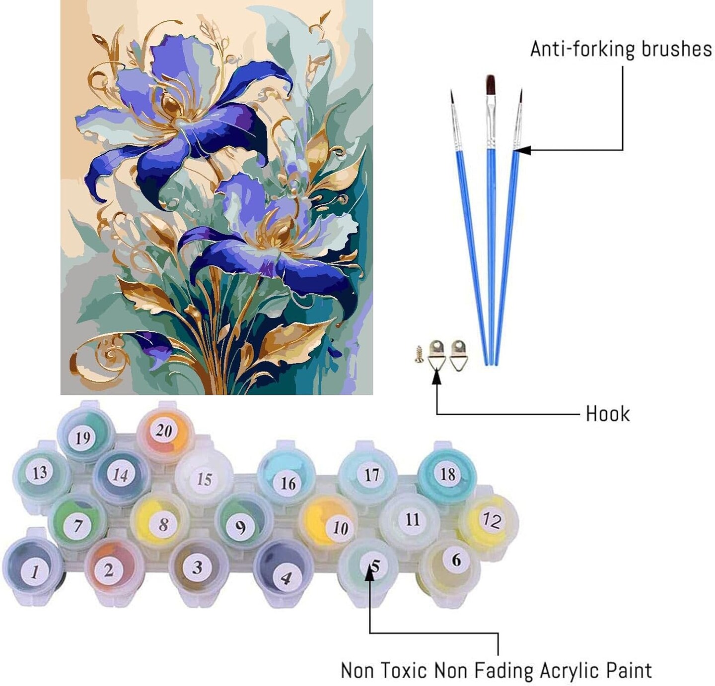 Paint by Numbers Kit for Adults Beginners - Flower Easy Acrylic Adult Paint by Number on Canvas, DIY Drawing Paintworks Artwork, Without Frame for Home Wall Decor (16x20 inch)