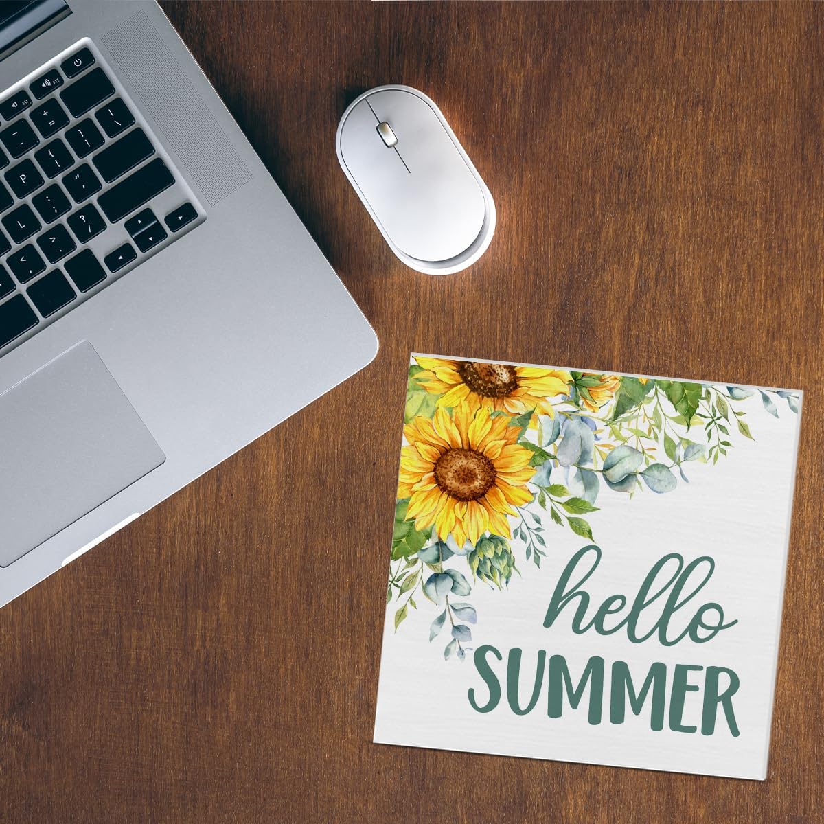 Summer Home Decor, Sunflower Hello Summer Decor Desk Sign Rustic Wooden Block Sign Home Shelf Wall Decoration