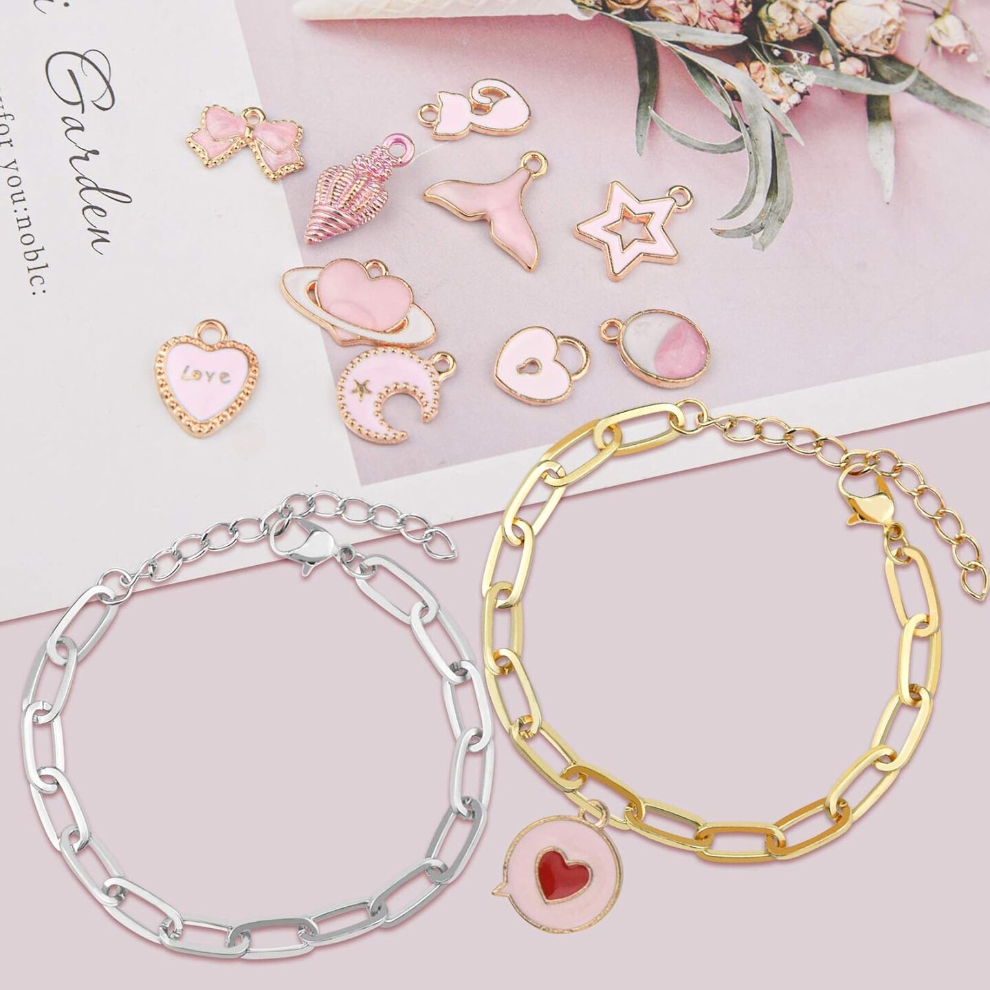 20pcs Chain Bracelets Kit Alloy Link with Lobster Clasps for Christmas DIY Women Jewelry Findings Bracelet Making (Gold & Silver)