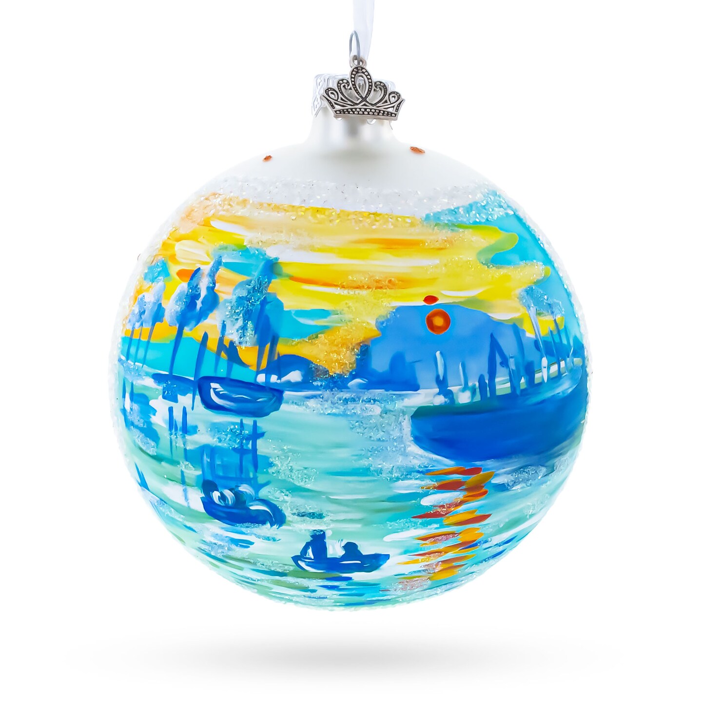 1874 &#x27;Impression Sunrise&#x27; by Claude Monet Glass Ball Christmas Ornament 4 Inches