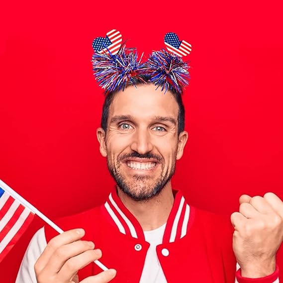 18-Piece 4th Of July Headbands Set | Patriotic Flashing Head Boppers For Parties & Events