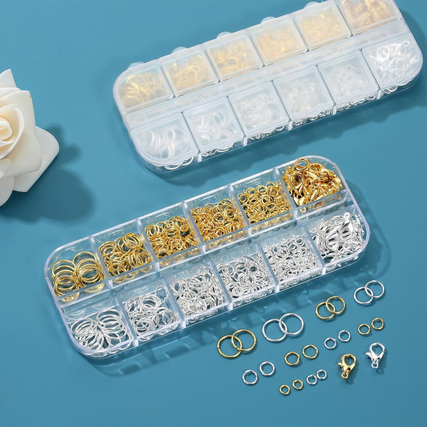 5 Sizes Silver and Gold Open Jump Rings, 500PCS O Rings and Lobster Clasps, Small and Large Jump Rings