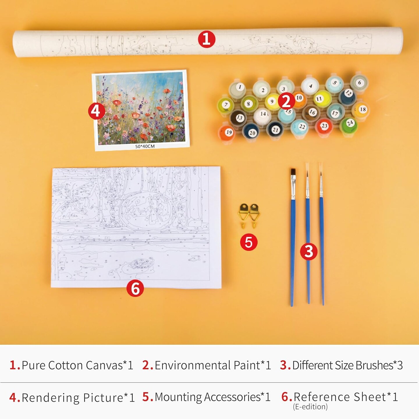 Abstract Flowers Paint by Numbers for Adults DIY Paint by Number Kits on Canvas Acrylic Painting by Numbers with Brushes Canvas Gifts Art Crafts for Home 16&#x22;x20&#x22;(Frameless)