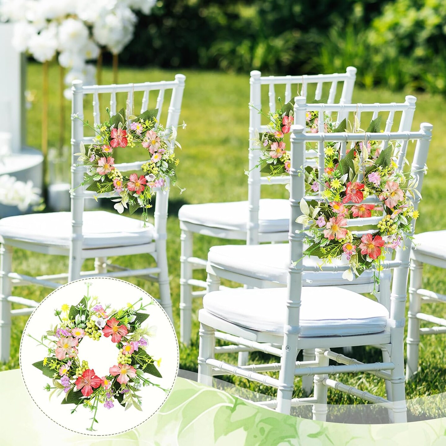 8 Pieces Mini Candle Wreaths Lavender Rose Hydrangea Spring Artificial Candle Rings Wedding Centerpieces for Tables Pillars Spring Summer Wreath