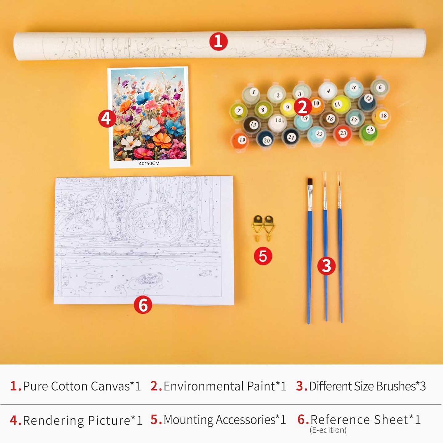Floral Paint by Numbers for Adults, Abstract Flowers Paint by Number Kits for Beginner with Brushes and Pigment, Wildflowers Oil Painting for Home Wall Decoration, 16x20 Inch