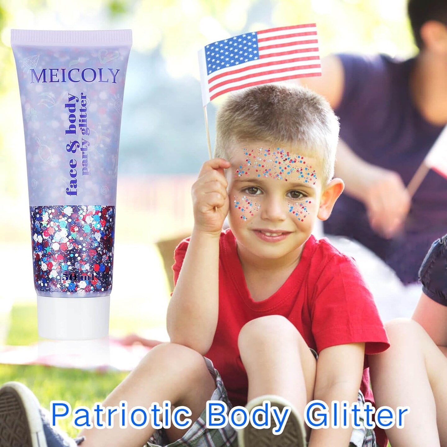 Red White and Blue Body Glitter,4th of July Accessories,4th of July Outfits for Women Kids,Fourth of July Patriotic Face Glitter for Independence Day President's Day Patriotic Veterans Day