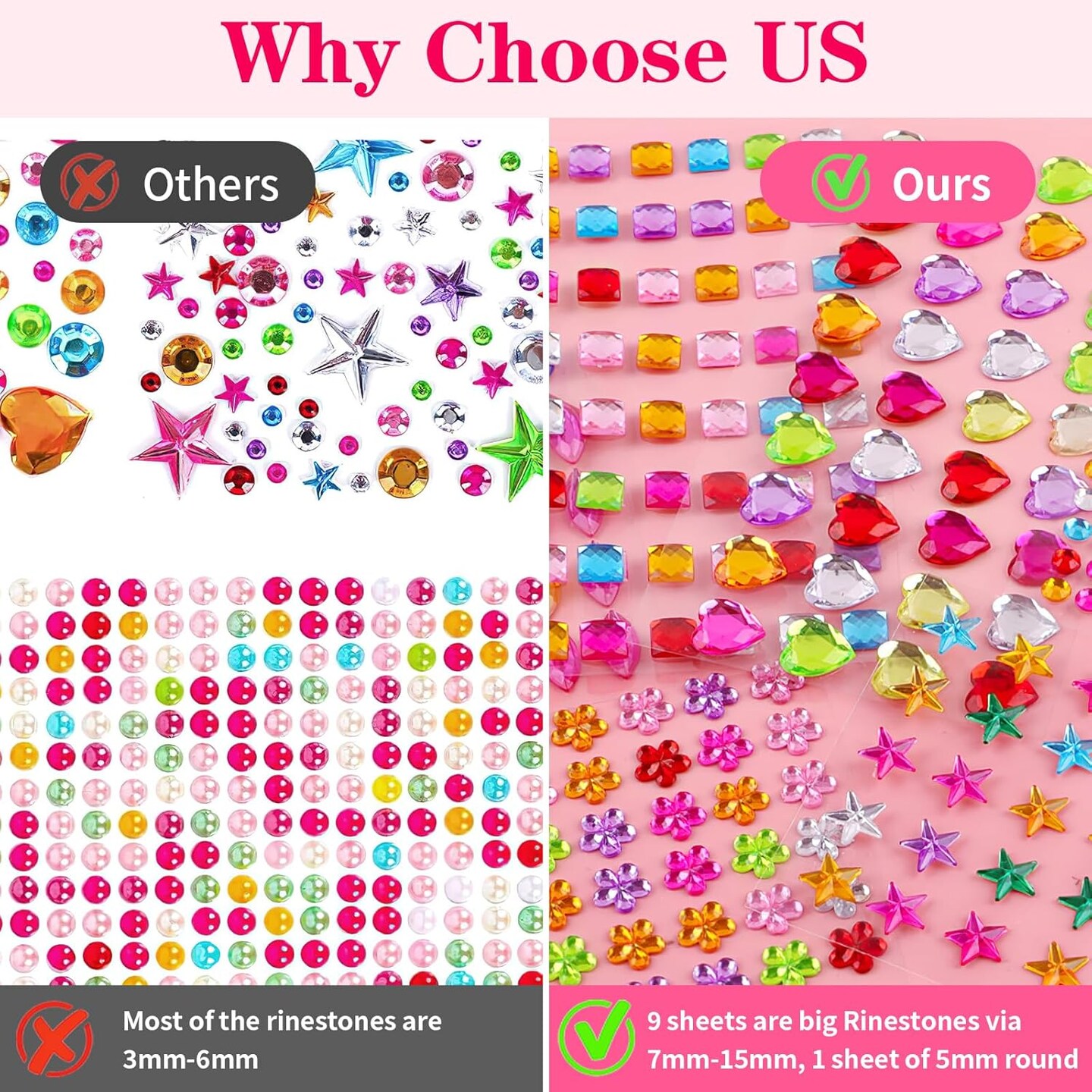 407 Pcs Gem Stickers for Crafts – Self-Adhesive Jewel Stickers, Acrylic Bling Stick-on Gems, Big Rhinestone Stickers for DIY Crafts, Decorating, and Kids' Craft Projects (Multicolor)