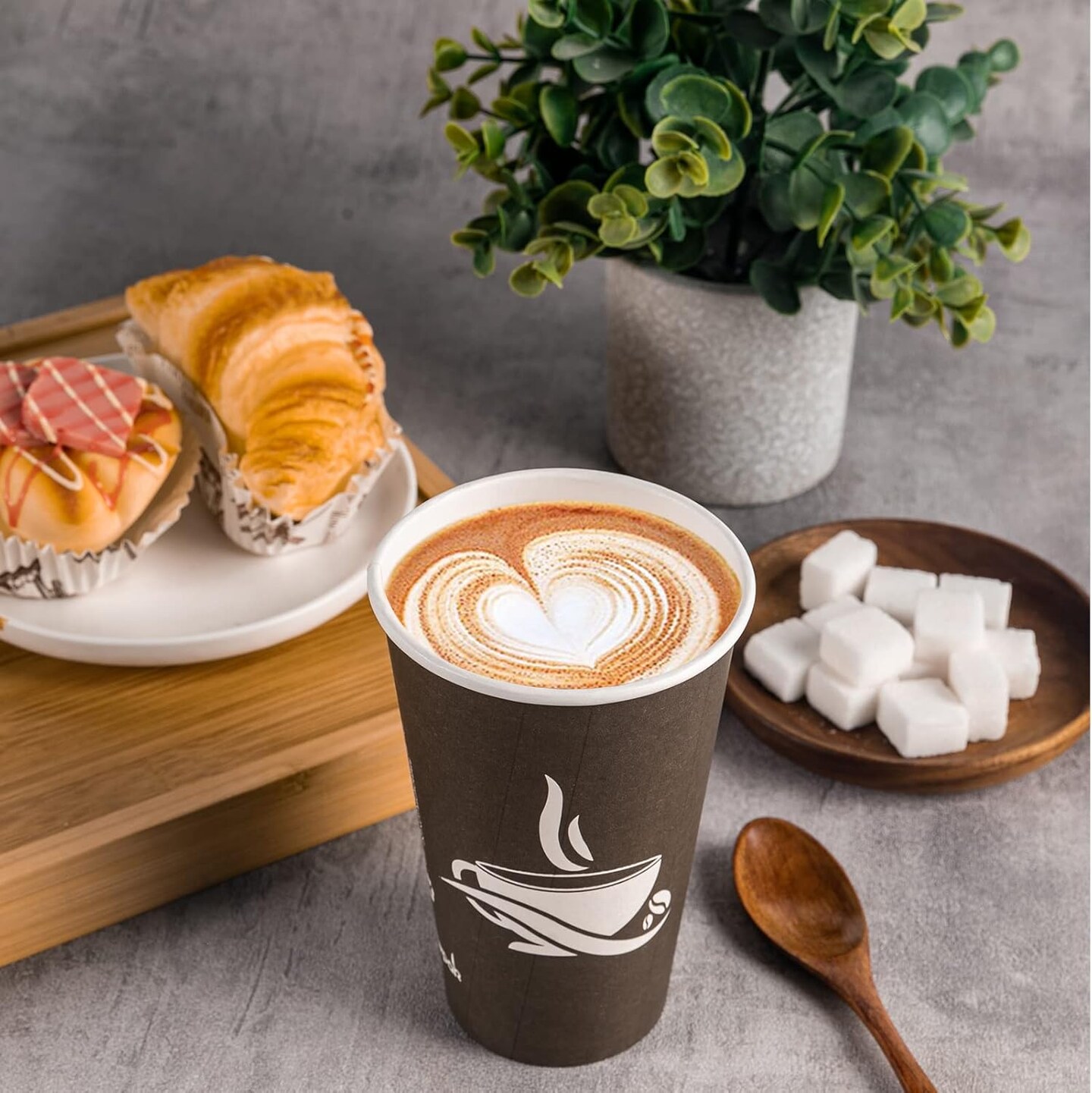 210-pack of 16 oz brown disposable paper cups, perfect for hot beverages at parties, picnics, travel, and events.