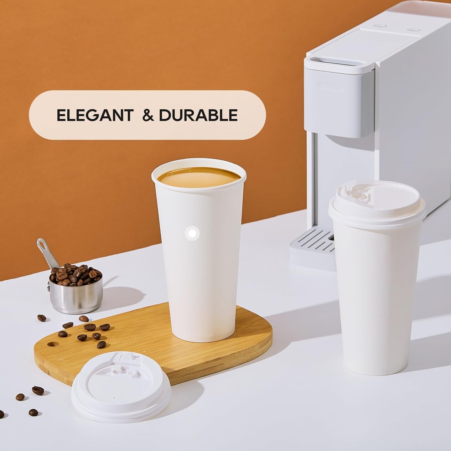 100 Pack] 20 oz Paper Coffee Cups, Disposable Paper Coffee Cup with Lids, Hot/Cold Beverage Drinking Cup for Water, Juice or Tea, Suitable for Home, Shops and Cafes