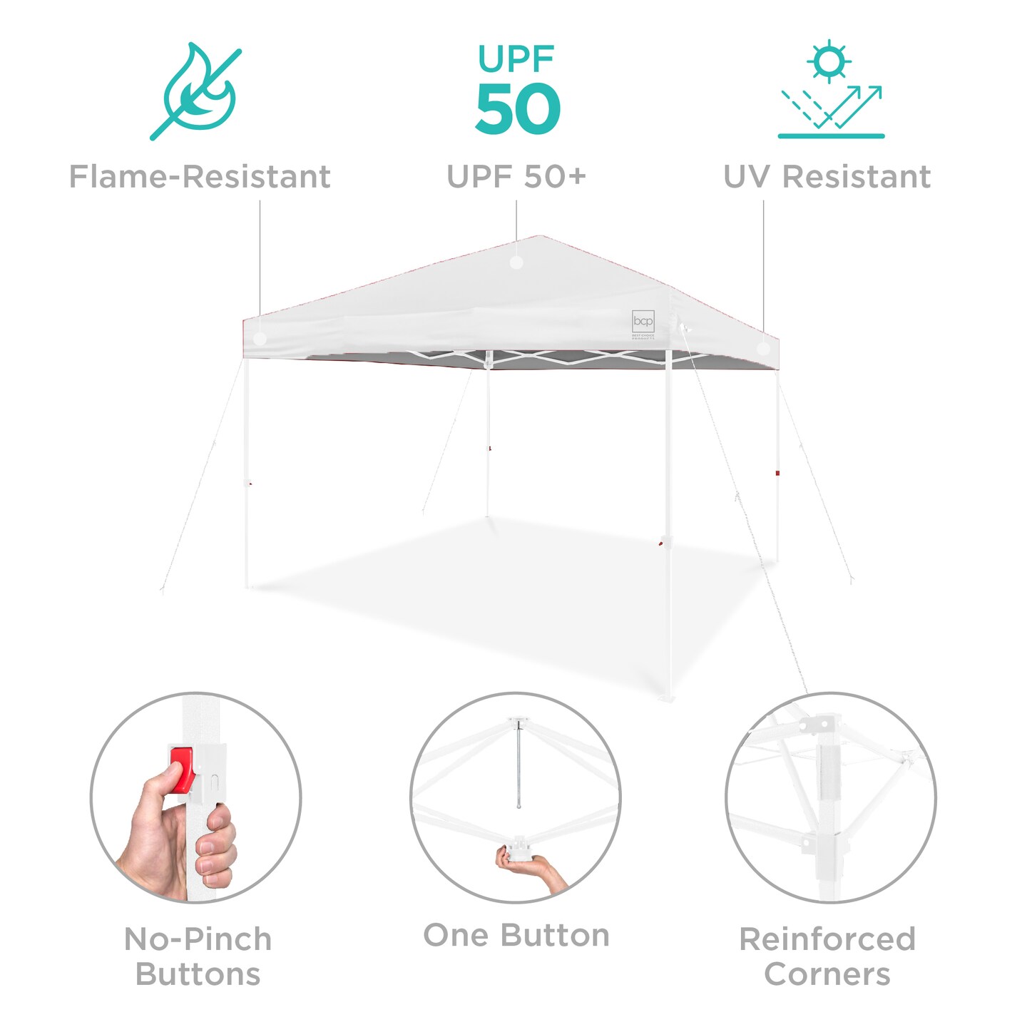 Best Choice Products 10x10ft Easy Setup Pop Up Canopy w/ 1-Button Setup, Wheeled Case, 4 Weight Bags