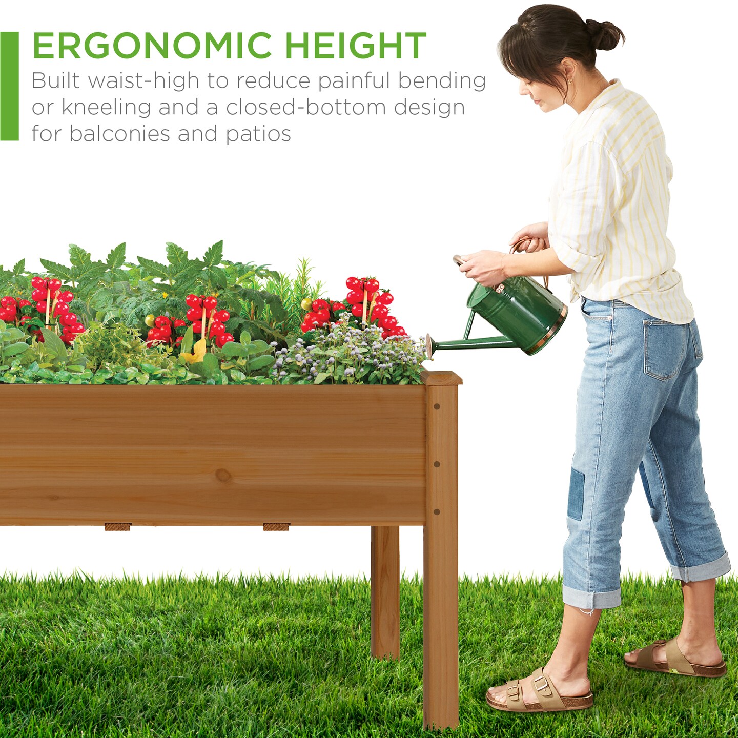 Best Choice Products 34x18x30in Raised Garden Bed, Elevated Wood Planter Box for Kids, Patio w/ Bed Liner
