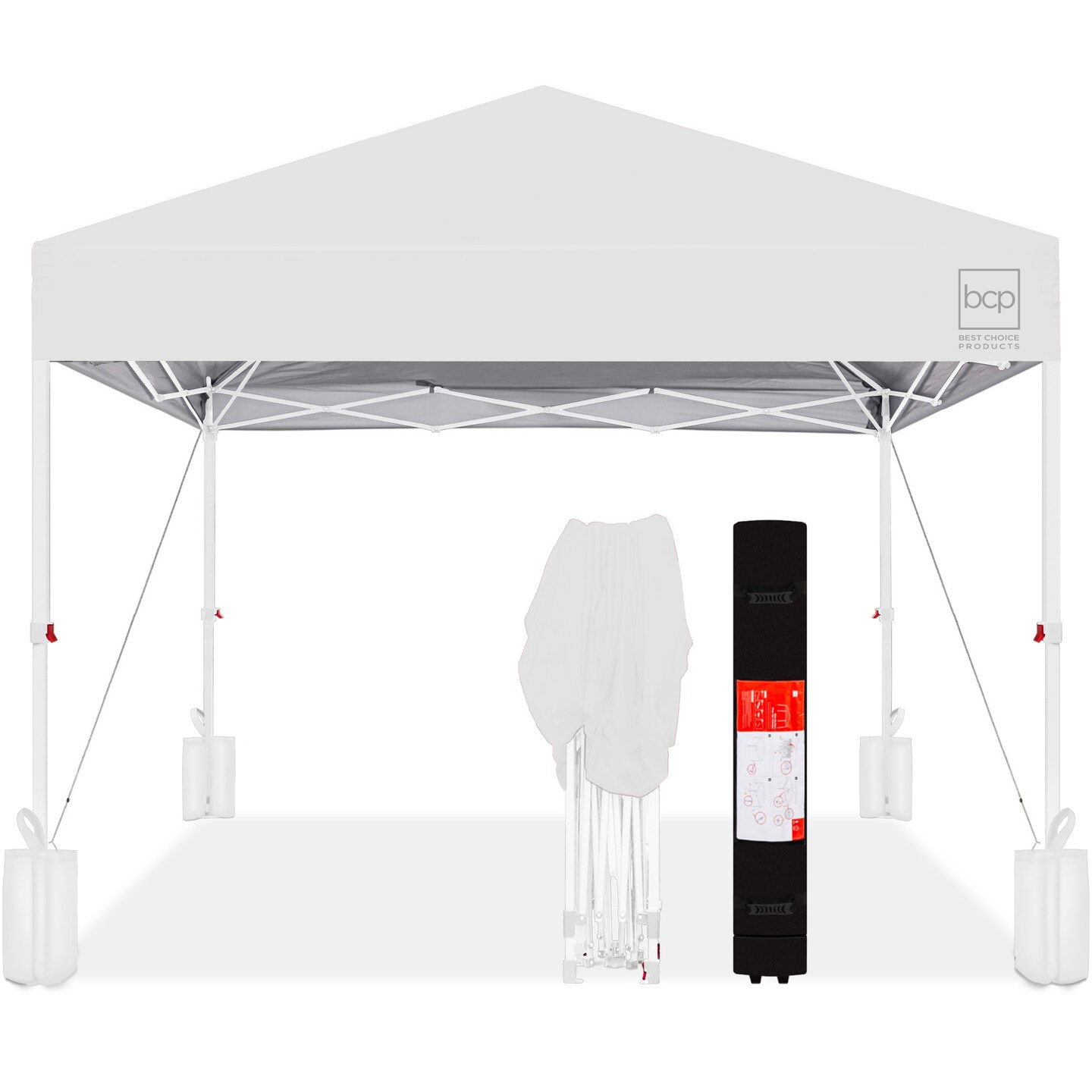 Best Choice Products 8x8ft Easy Setup Pop Up Canopy w/ 1-Button Setup, Wheeled Case, 4 Weight Bags