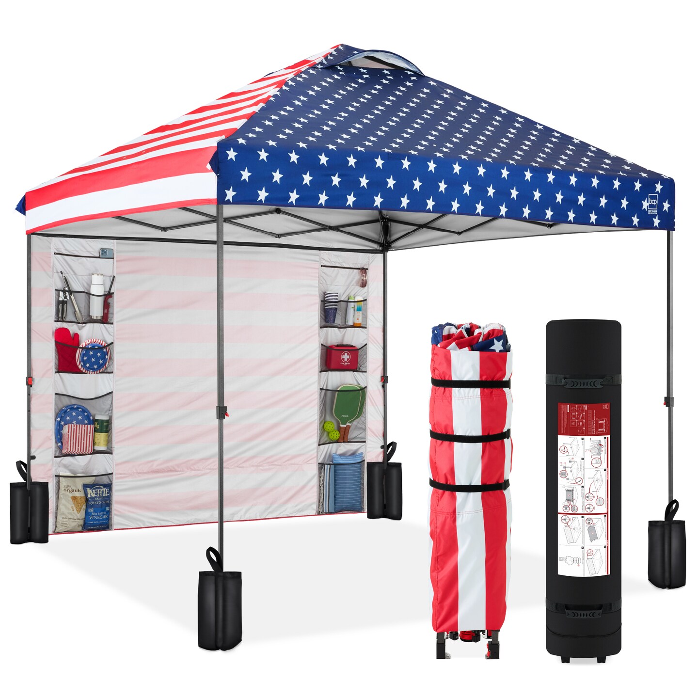 Best Choice Products 10x10ft Easy Setup Pop Up Canopy, Portable Tent w/ Side Wall, 1-Button Push, Case