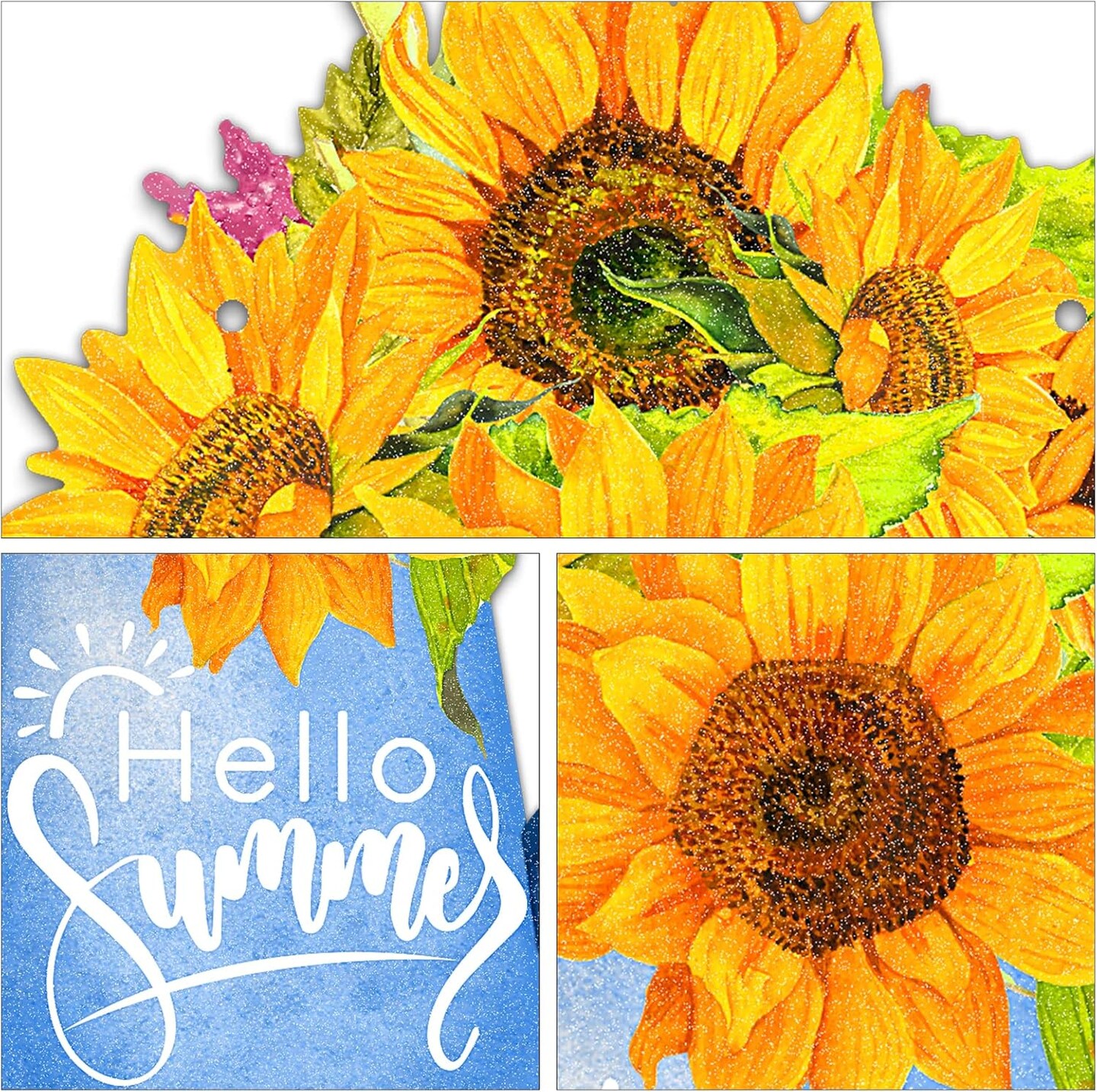 Hello Summer Door Sign 11.6&#x22; Farmhouse Sunflower Summer Decor Sign Welcome Summer Door Sign for Front Door Hanging Sign for Home Summer Decor Sign for Home Wall Farmhouse Living Room