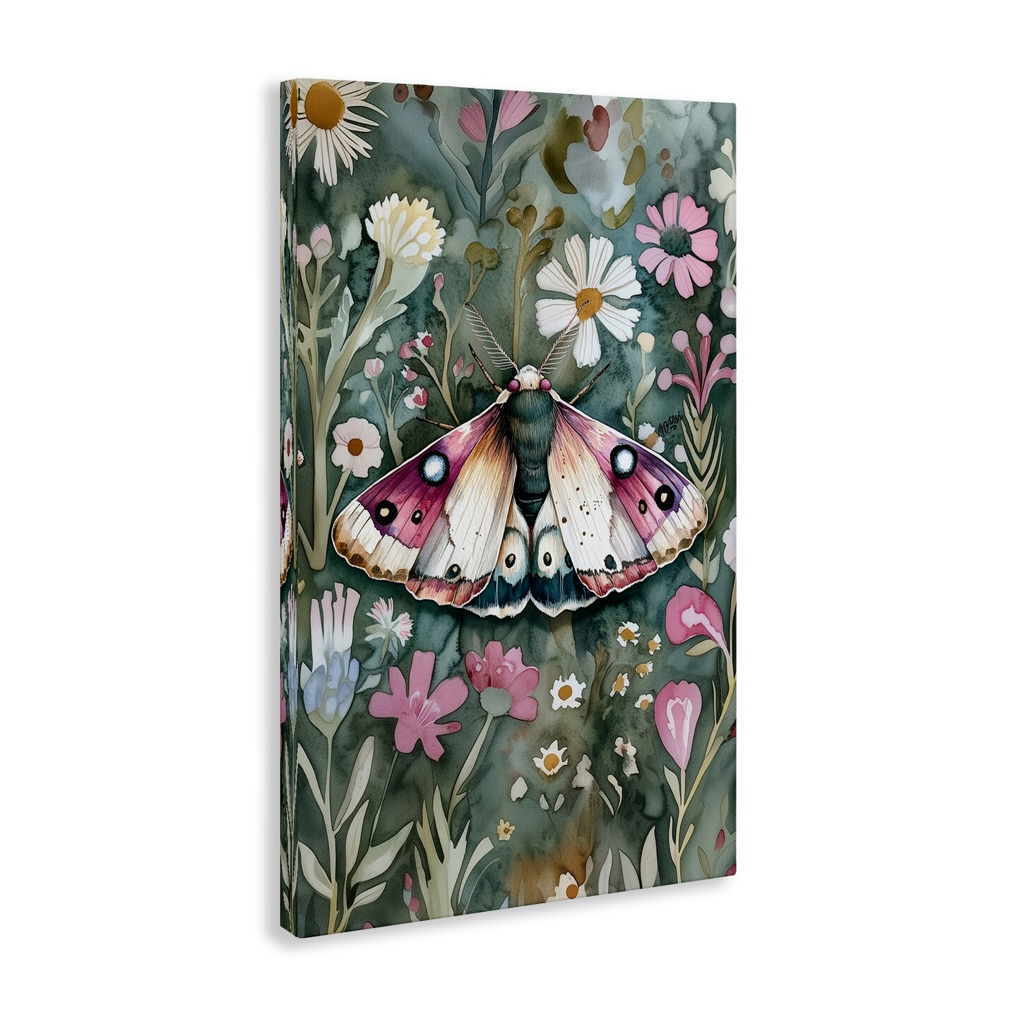 Stupell Industries Beautiful Moth over Florals Canvas Design by The Dutch Lady
