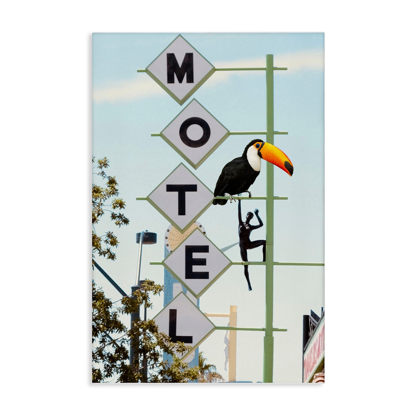 Stupell Industries Toucan on Motel Sign Canvas Design by Ashley Singleton