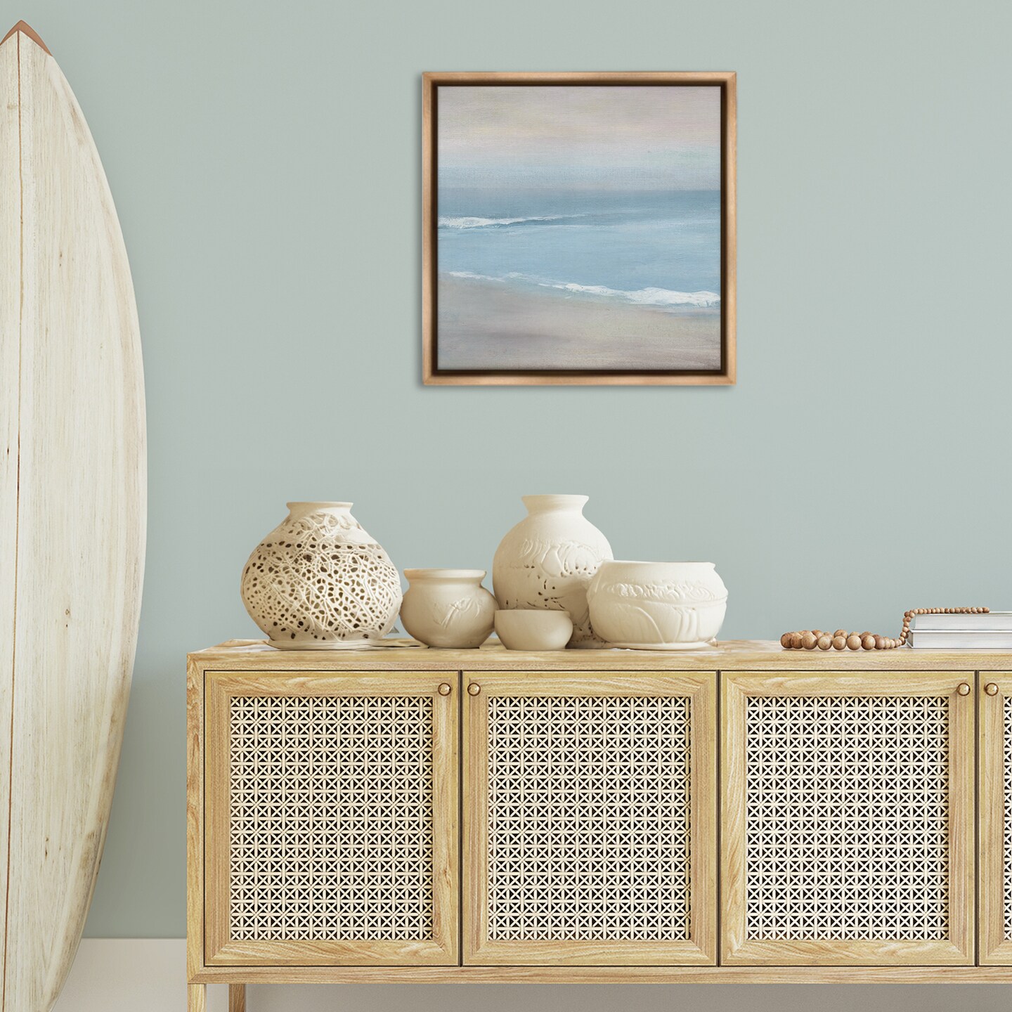 Stupell Industries Coalescing Ocean & Shore Floating Frame Design by Carol Robinson