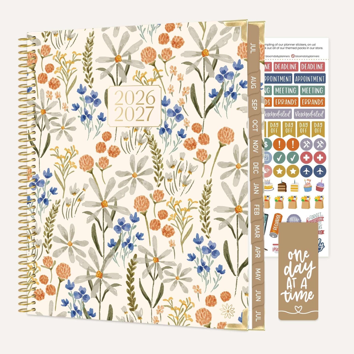 2026–27 Academic Hard Cover Planner, 8.5" x 11" - Whimsical Wildflowers