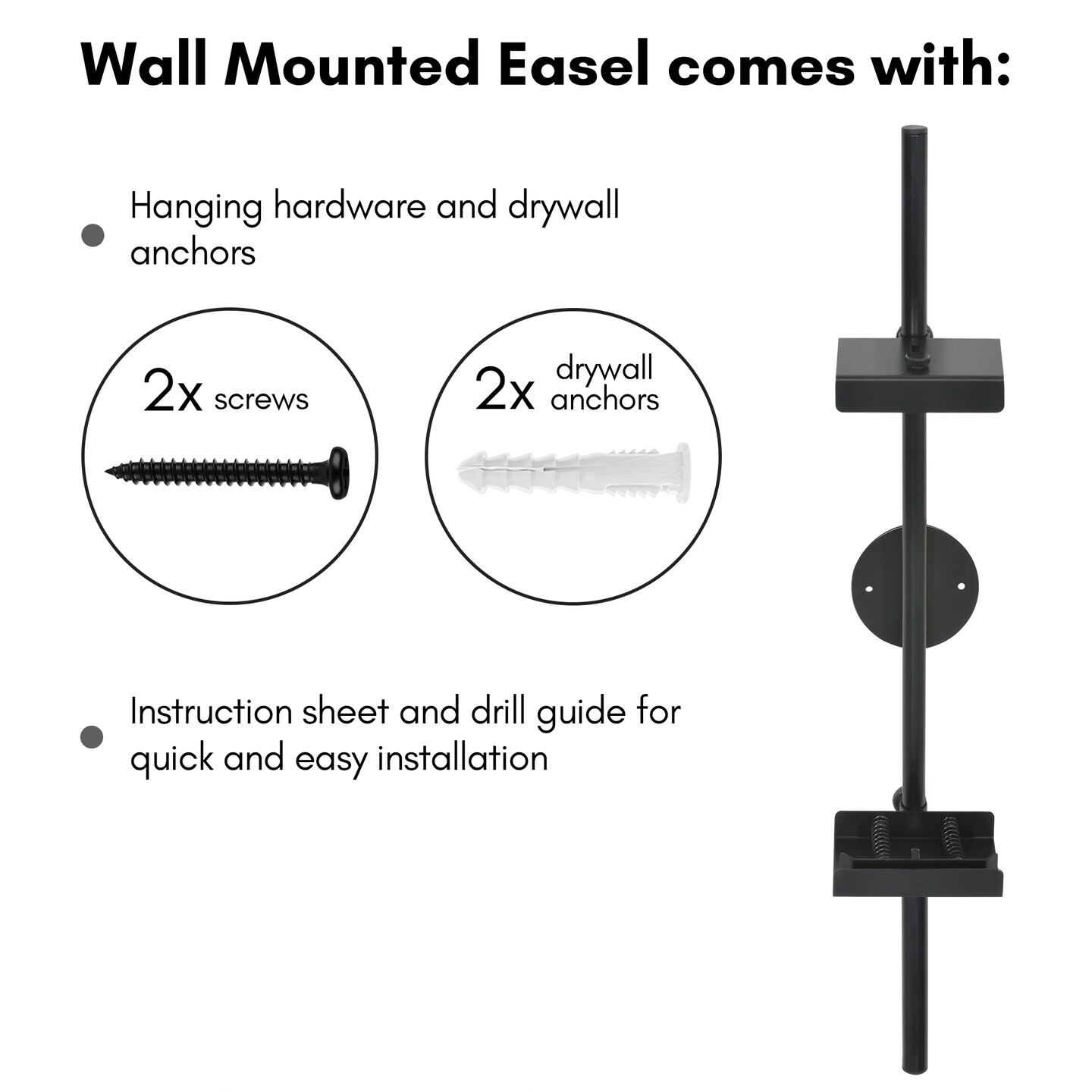 Americanflat Picture Frame Stand - Wall Mounted Frame Stand - Artwork and Photo Easel with Adaptive Clamps for Different Frame Profiles - Black
