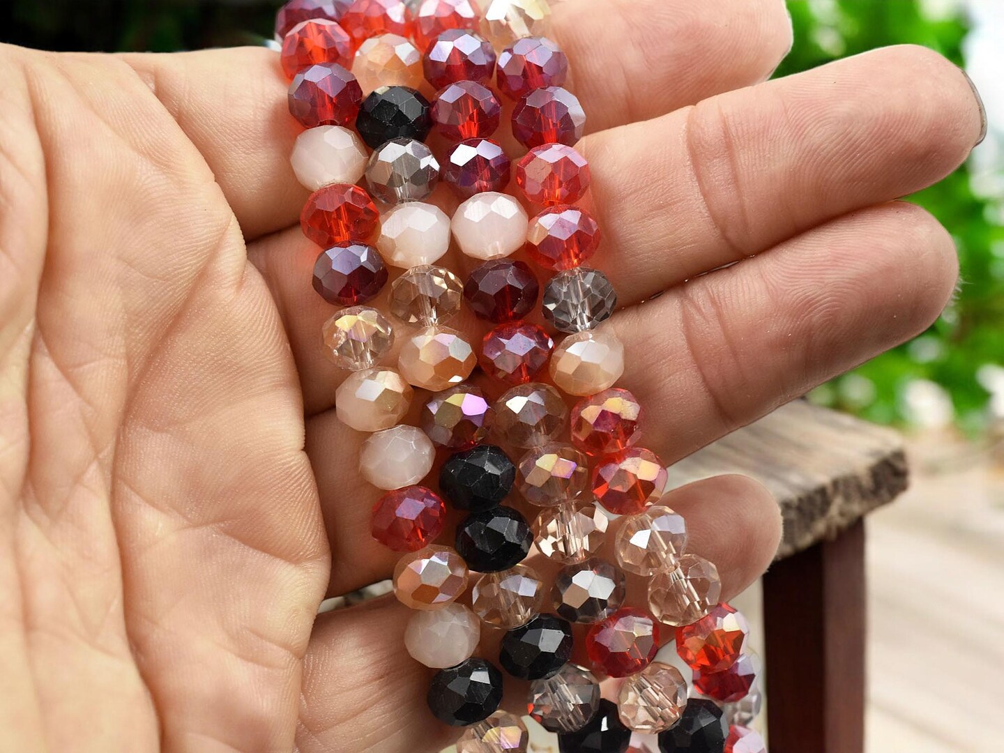6x8mm Red Mix Electroplated Glass Faceted Rondelle Beads (16&#x22; Strand)