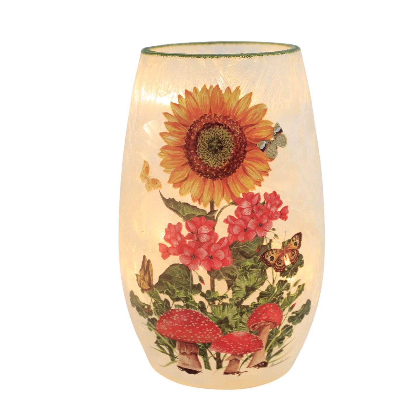 Stony Creek 5.0 Inch Botanicals Pre-Lit Small Vase Spring Lighted Glass Accent , Led Spring Summer