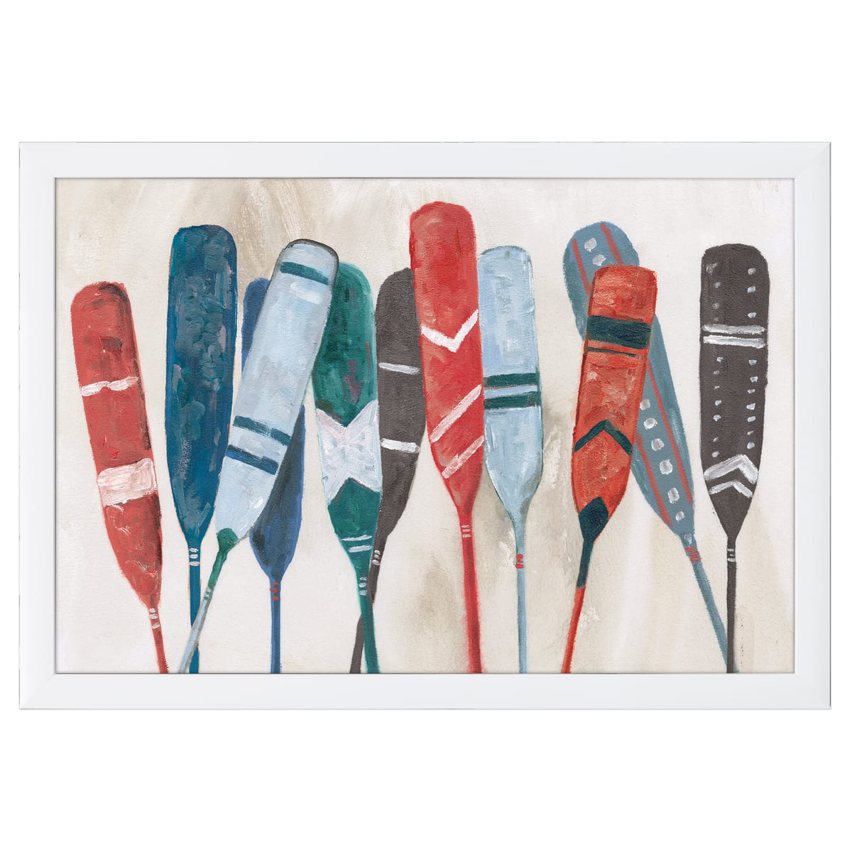 12" x 18" Pattern Paddles Framed Wall Art, Contemporary Coastal Home Décor, Plexiglass Facing and Hanging Hardware Included