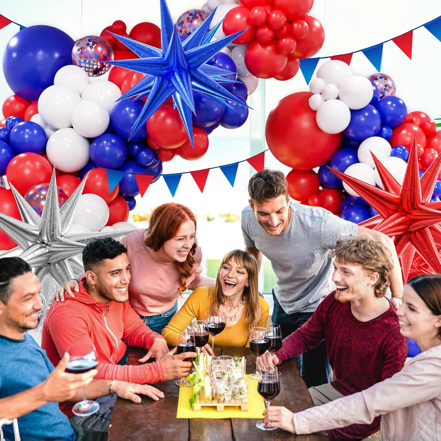 Red, White & Blue Balloon Garland Arch Kit – 5, 10, 12 & 18-Inch Confetti Latex Balloons for 4th of July, Graduation, Baseball & Birthday Party Decorations